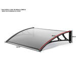 1.2m Grey Door Canopy Uv Stabilised Solid Polycarbonate Rain Shelter Black Brackets