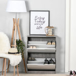 Two Drawer Shoe Cabinet Storage Organiser Groove Handles