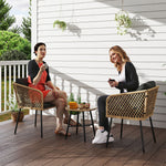3 Piece Rattan Bistro Set, Patio Conversation Set | Natural