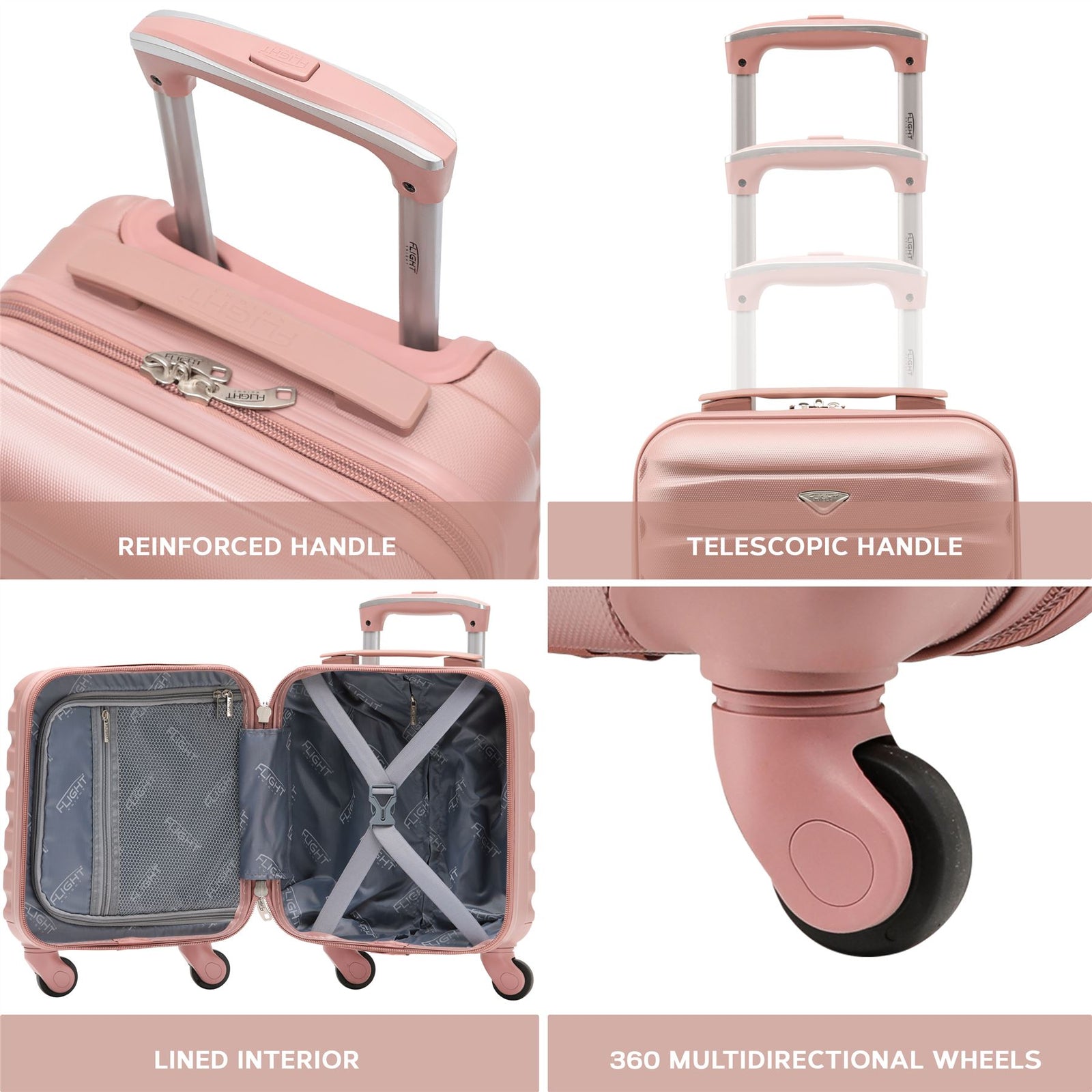 40x30x20cm Cabin Carry-on Suitcase - Lightweight, Durable, 4-wheel Luggage - 100+ Airlines Approved | Cabin | Rose