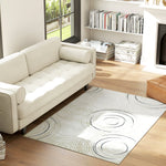 Swirl Pattern Washable Area Rug, Allergy-friendly Floor Carpet | M | Cream