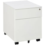 Mobile File Cabinet Steel Lockable With Pencil Tray | One Size | White