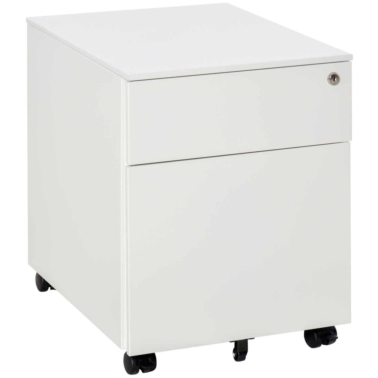 Mobile File Cabinet Steel Lockable With Pencil Tray | One Size | White