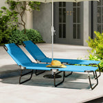 Outsunny 2 Piece Reclining Chaise Lounge With Adjustable Backrest, Sky Blue