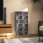 Set Of 2 Cd Storage Units Adjustable Shelves High Gloss | One Size | Gray