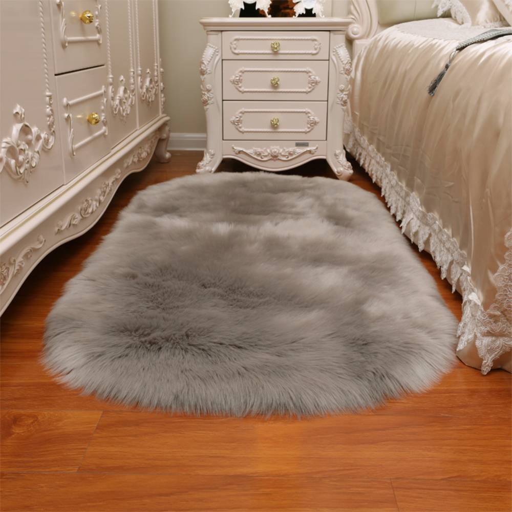 Oval Super Soft Shaggy Area Rug | Large | Grey
