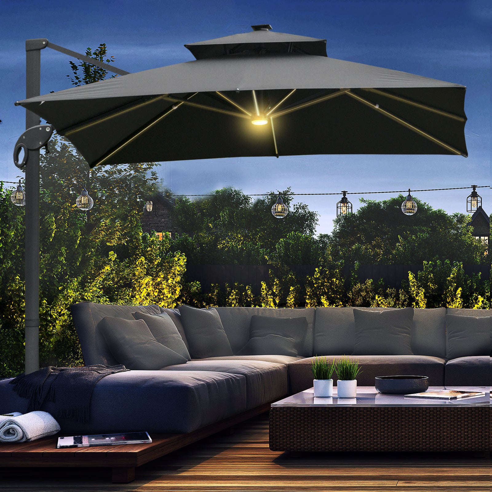 3x3m Aluminum Canopy W/ Adjustable Pole, Dark Grey
