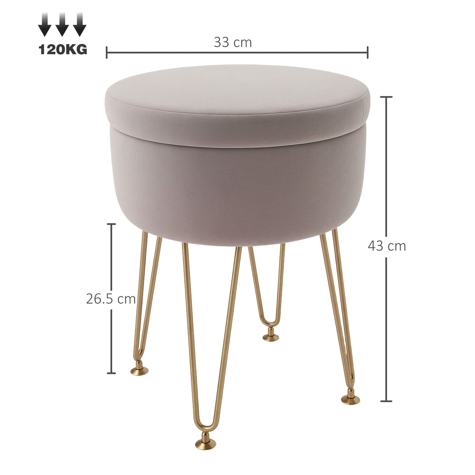 5l Velvet Footstool With Removable Lid For Bedroom | One Size | Pink