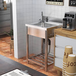 55cm W X 50cm D X 90cm H Stainless Steel Single Bowl Commercial Kitchen Sink With Bottom Shelf