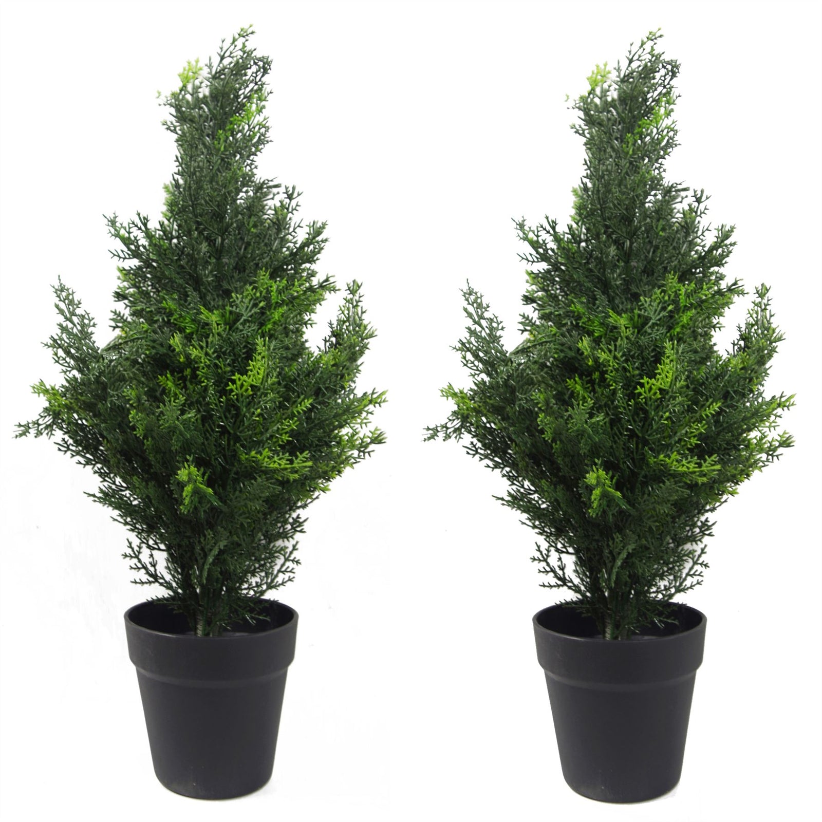 60cm Pair Of Artificial Cedar Cypress Topiary Uv Resistant