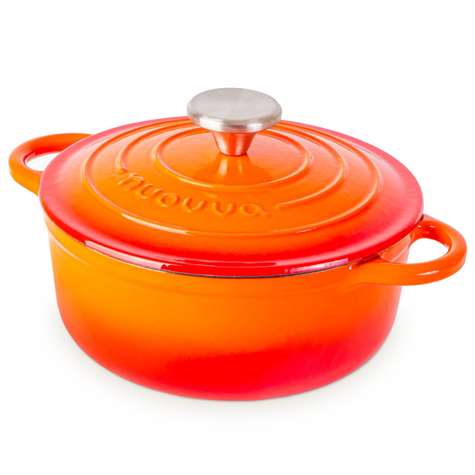 Cast Iron Dutch Oven Casserole Pot With Lid - 20cm (2l)  | Orange