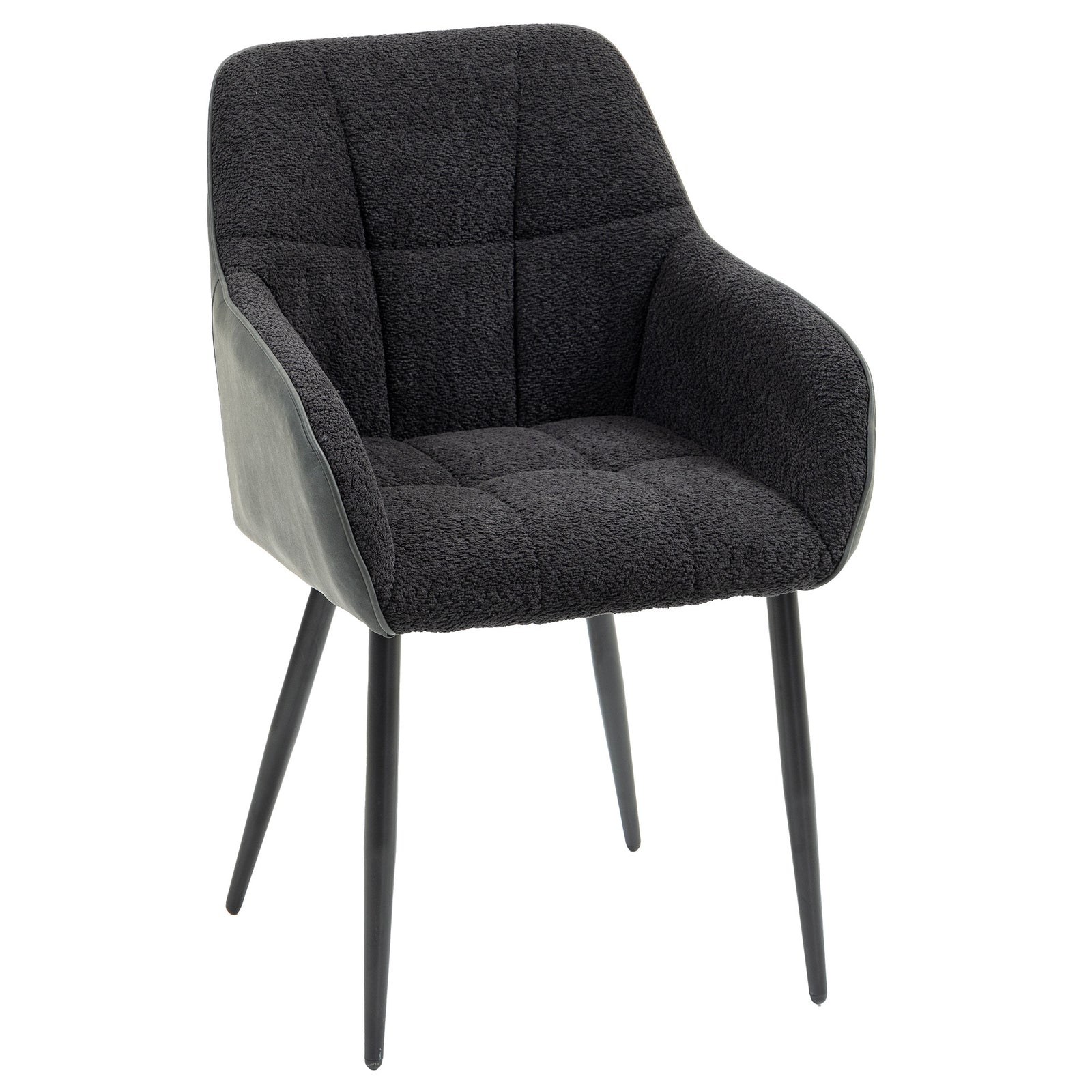 Accent Chair W/ Foot Pads And Chenille Fabric Arm Chair | Black