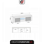 Loom Tv Unit 130cm With Led Lights | Grey