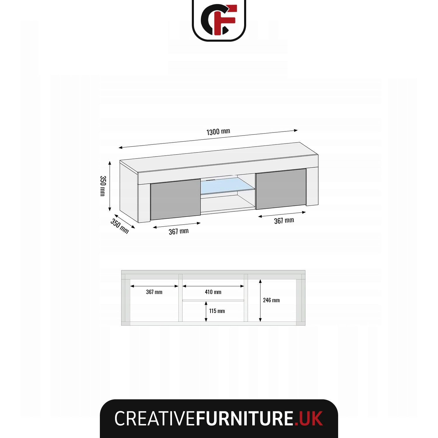Loom Tv Unit 130cm With Led Lights | Dark Grey