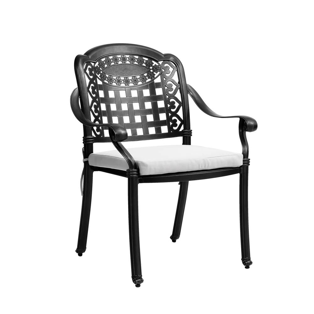 Set Of 2 Outdoor Dining Chairs With Cushions Cast Aluminium