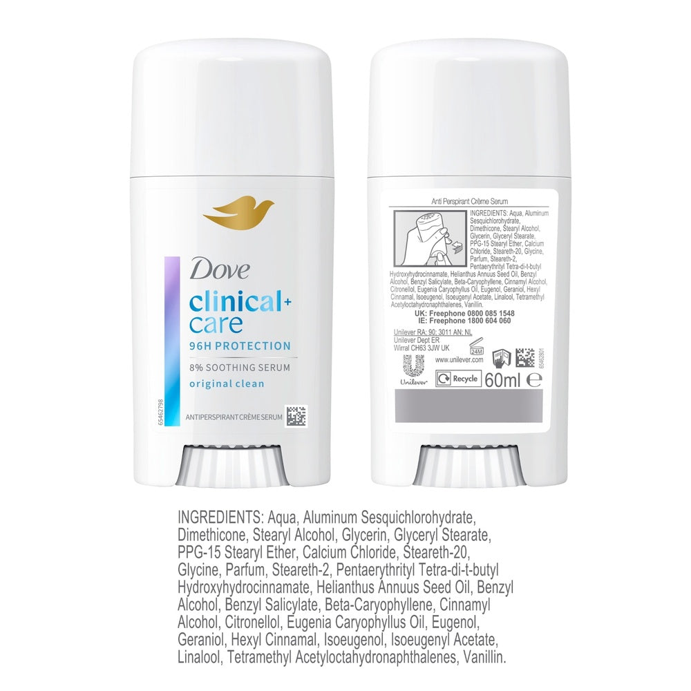 Clinical + Care Anti-perspirant Cream Serum, Original Clean, 60ml | Set-of-6