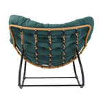 Elegant Rattan Rocking Chair With Cushioned Seat – Stylish And Comfortable Relaxation | Dark Green