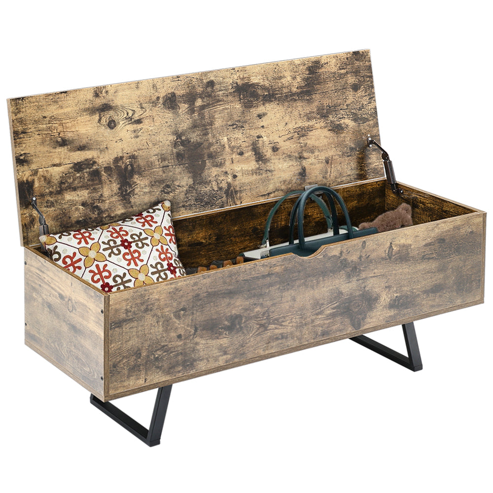 Industrial Wooden Flip Top Storage Bench