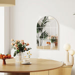 Arched Window Wall Mirror For Living Room Bedroom, 91x60cm | White