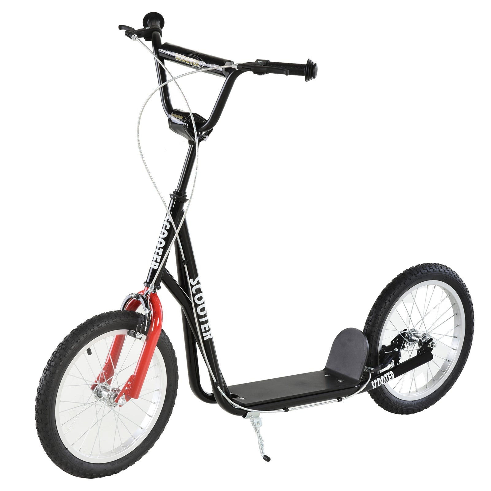 90-96cm Kids Kick Scooter W/ Adjustable Handlebar Inflatable Wheels | Black