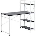 Computer Desk Laptop Table W/4-tier Bookshelf Metal Frame | Black