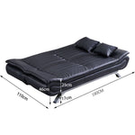 Pu Leather 2-seat Convertible Sofa Bed With Pillows