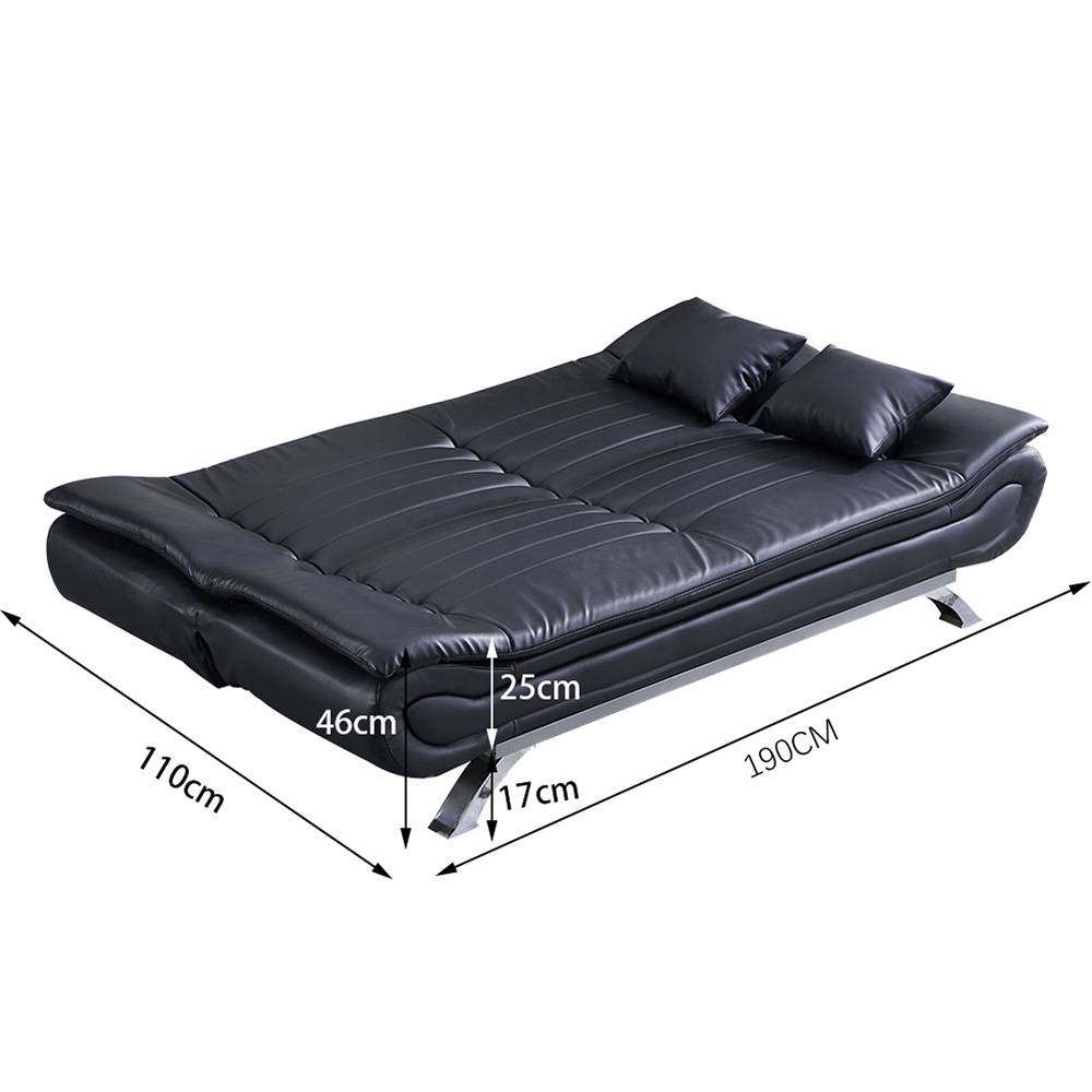 Pu Leather 2-seat Convertible Sofa Bed With Pillows