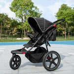 Foldable Three-wheeler Baby Stroller W/ Sun Canopy, Storage | Black