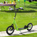 HOMCOM Kids Stunt Scooter With 12" Rubber Wheels, Adjustable Handlebar Green