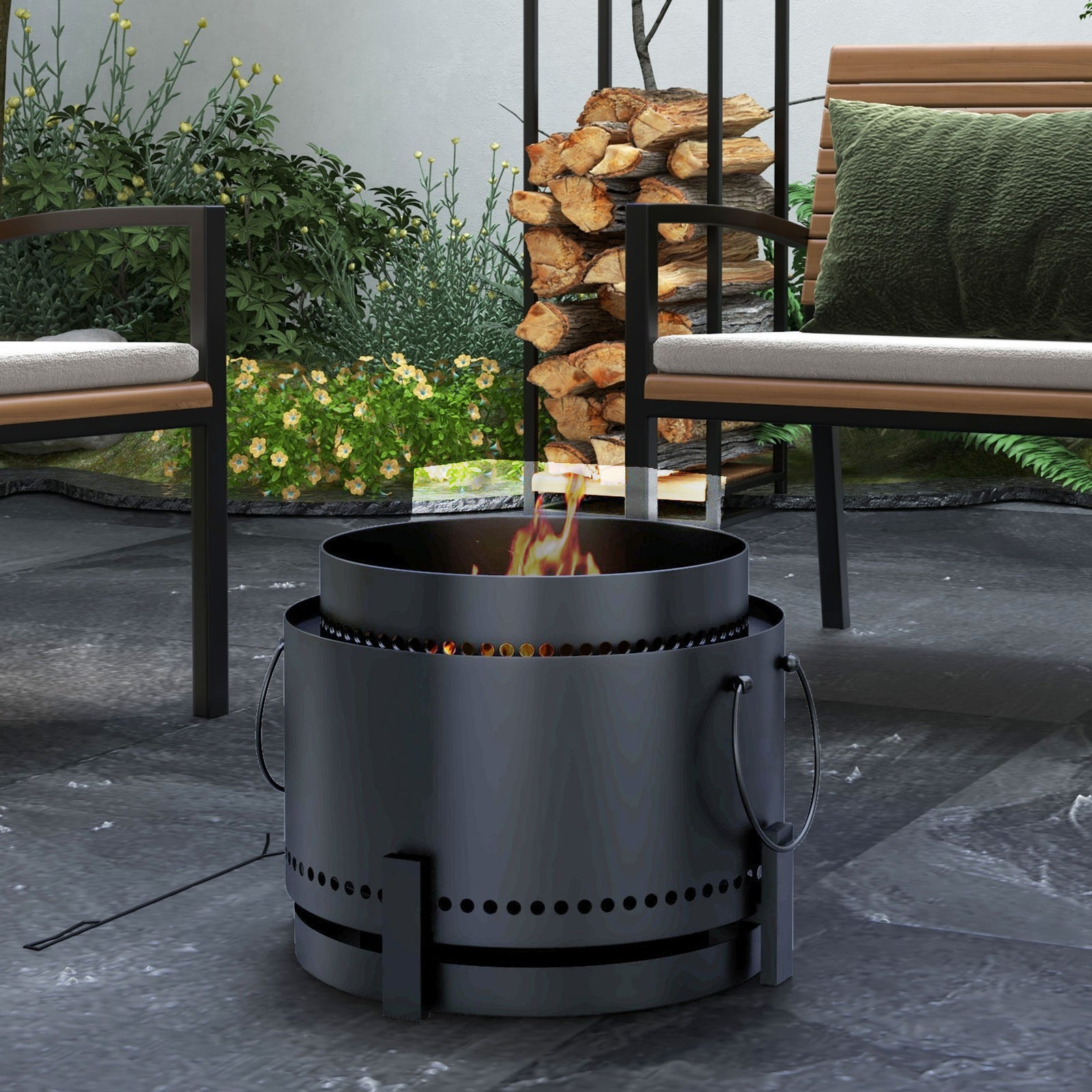 Smokeless Fire Pit W/ Ash Catcher, Metal