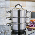 3 Tier Stainless-steel Steamer Pan | 16cm | Silver