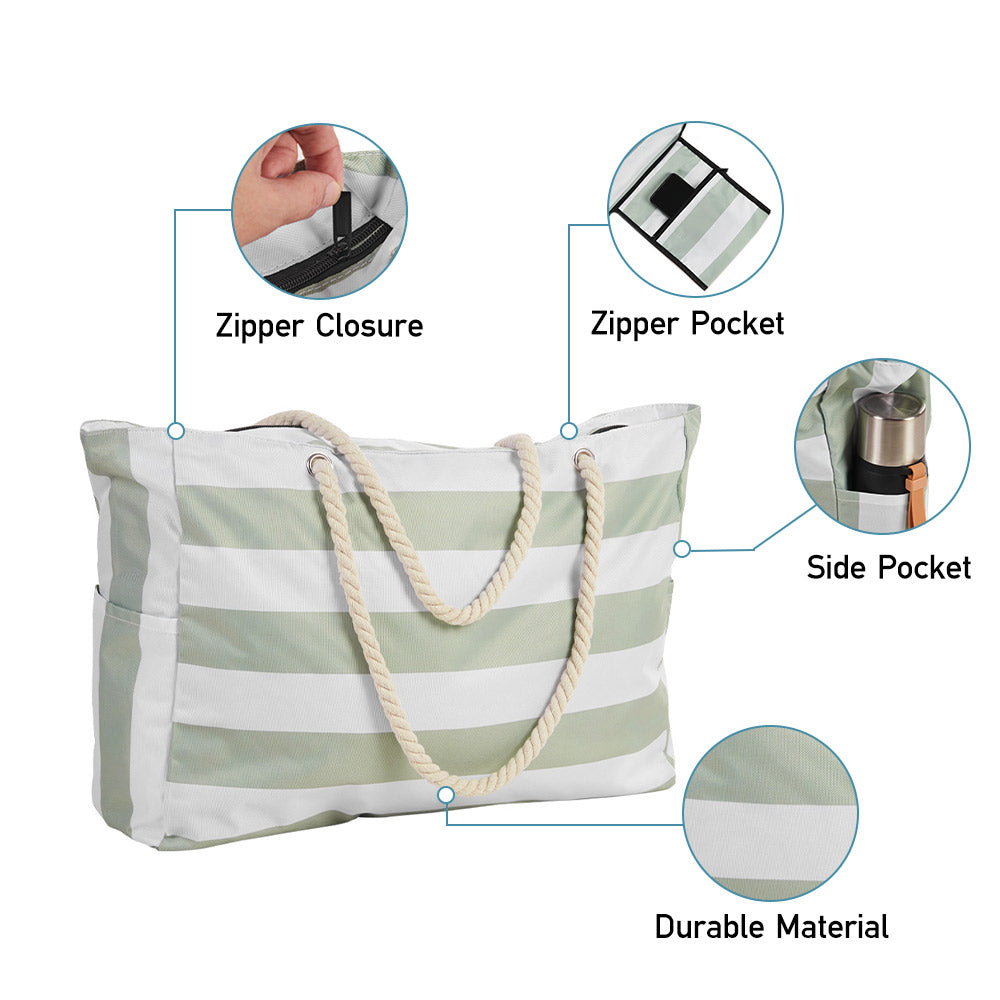 Polyester Large Capacity Tote Bag Beach Bag | Light Green
