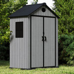 6x4ft Garden Tool Shed With Apex Roof & Combination Lock – Grey Wood Grain Storage Shed With Window & Vents