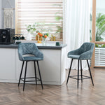 Velvet-touch Bar Stools Counter Set Of 2 | Blue