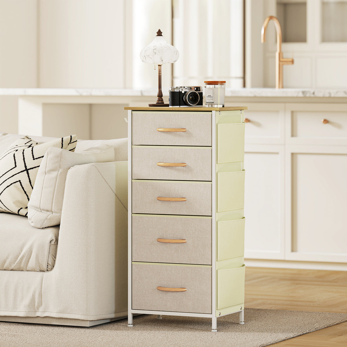 HOMCOM Fabric Chest Of Drawers, 5 Drawer Dresser For Bedroom