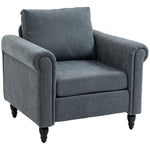 Vintage Armchair Fabric Accent Chair With Wood Legs | One Size | Gray