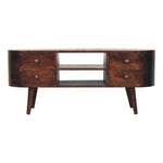 Solid Wood California Walnut Rounded Entertainment Unit