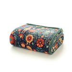 Folkloric Nutcracker Throw Navy – Festive Sherpa Lined Christmas Blanket 130x170cm | 130cm x 170cm | Navy Blue