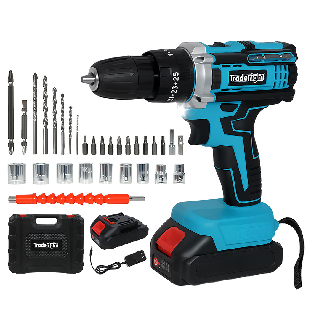 2 Battery 21v Cordless Drill Combi Driver Electric Screwdriver Set | Blue
