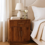 Artisan Furniture Solid Wood,  Curved Ribbed Bedside With Drawer