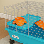 PawHut Small Animal Cage , Rabbit Cage With Wheels And Water Bottle