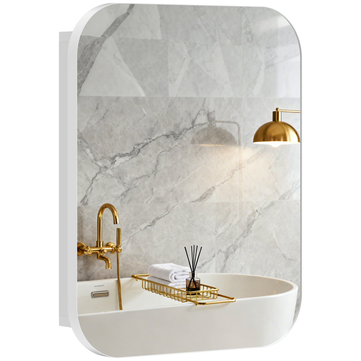 HOMCOM Wall Mounted Bathroom Cabinet With Mirror Adjustable Shelves