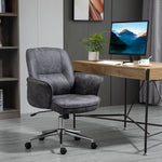 Mid Back Office Chair Swivel Home Study Bedroom | Charcoal Gray