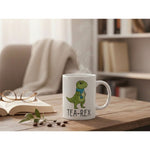 Dyzi Tea-rex Quote Ceramic Coffee Mug White Dinosaur Fun Design