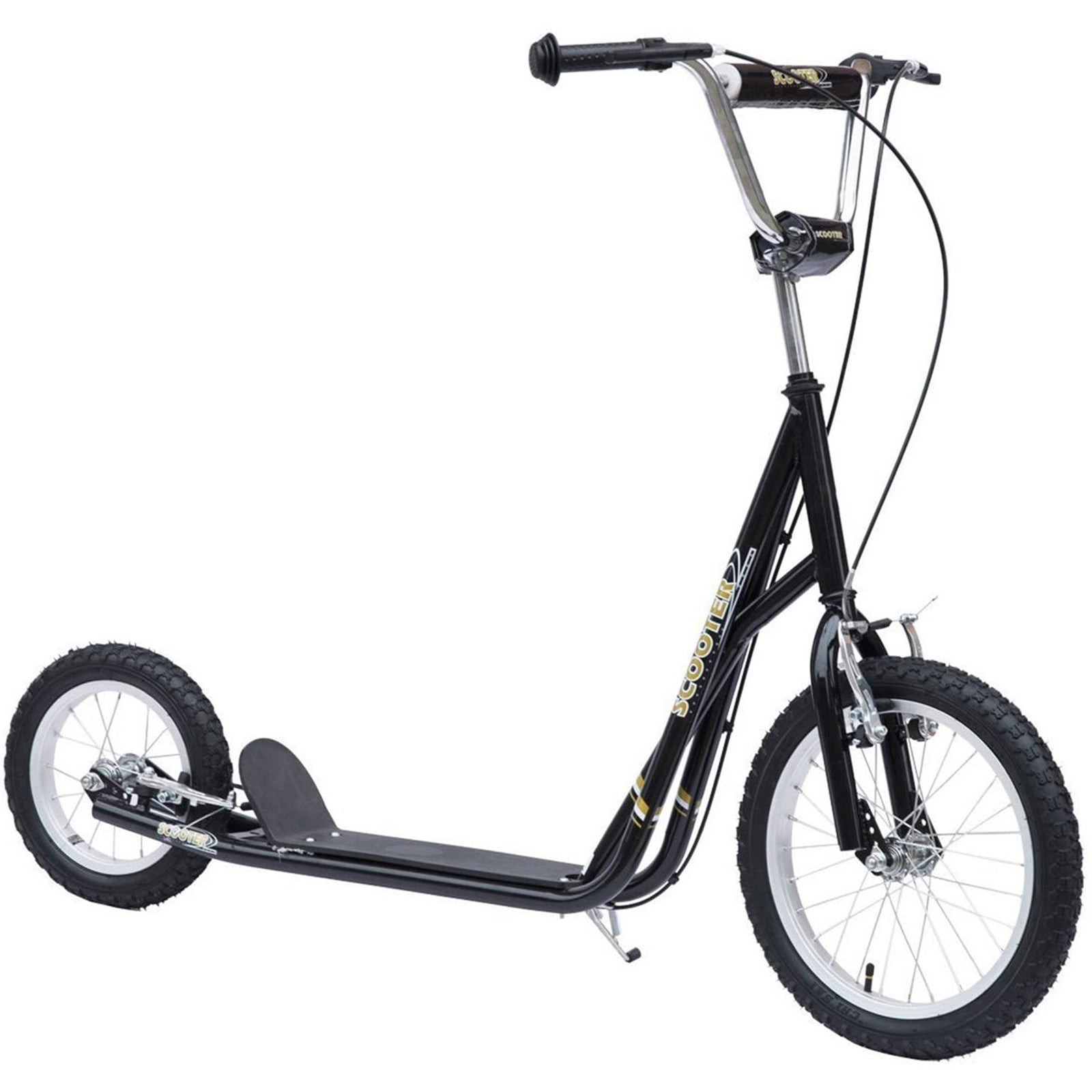 Teen Scooter Adjustable Height Dual Brakes Rubber Wheels Kickstand | Black