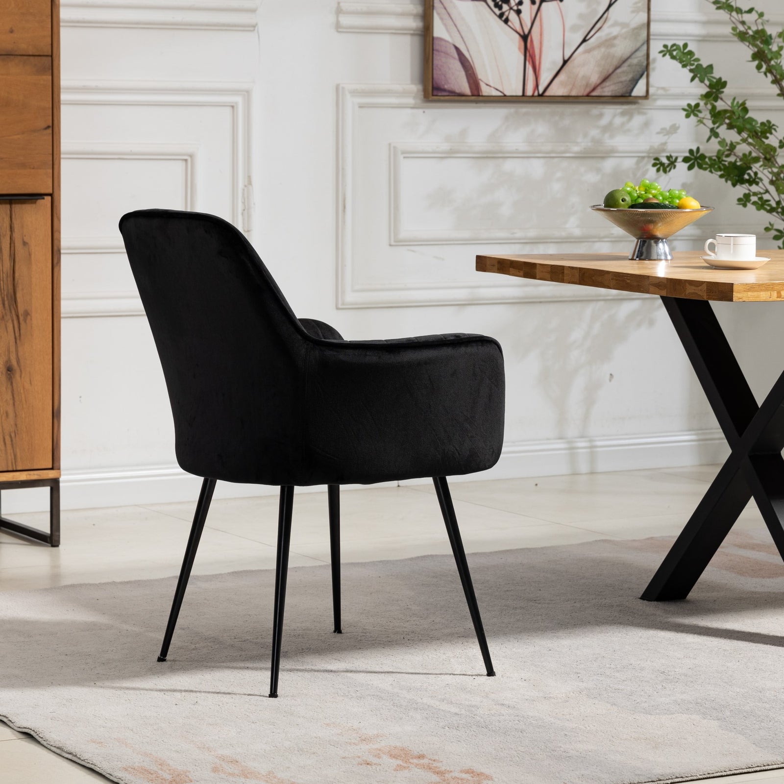 Set Of 2 Carrara Velvet Dining Chairs | Black