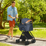 Luxury Folding Pet Stroller Removable Carrier Adjustable Canopy Bag Brake