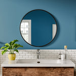 50cm/70cm Diameter Simple Round Metal Framed  Bathroom Wall Mirror | 50cm x 50cm | Black