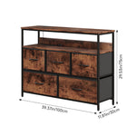 5-drawer Metal Frame Chest Of Drawers Storage Cabinet With Power Strip | Rustic Brown