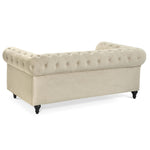 Chesterfield Scroll Arm Velvet Sofa 3 Seater | Beige